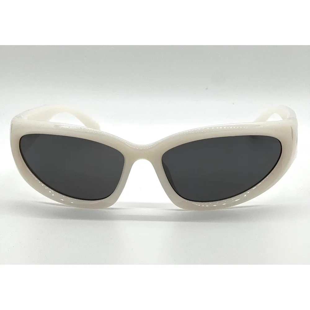 Square Sunglasses White Frame Black‎ Lens 100% UV Protection Street Wear Fishing